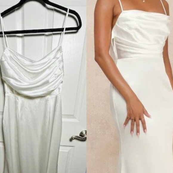 Lulus Lovely Endearment White Satin Sleeveless Backless Maxi Dress Size XS NWT - Picture 3 of 7
